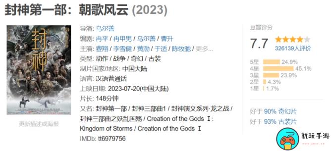 《封神:第一部》票房突破10亿：是中国影史第108部票房破10亿电影