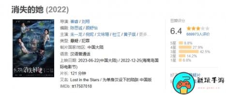 电影《消失的她》网播定档8月25日：豆瓣评分6.4分